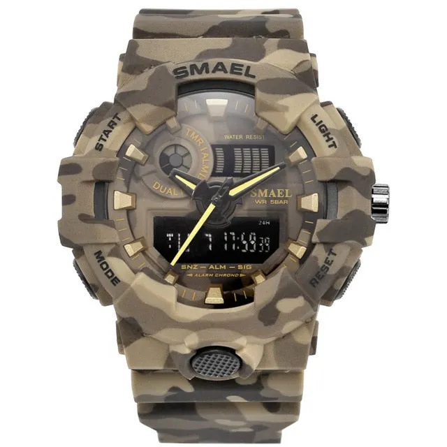New Camouflage Military Watch SMAEL Watch Men Sports Watch LED
