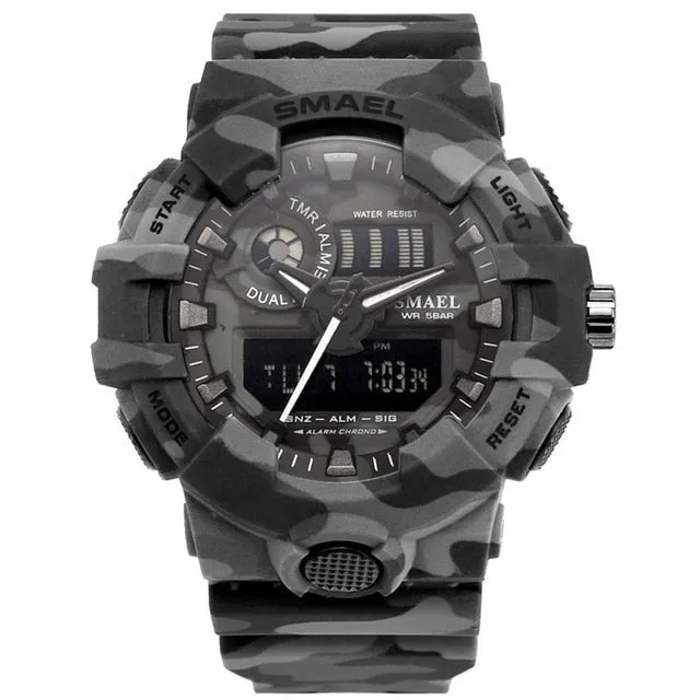 New Camouflage Military Watch SMAEL Watch Men Sports Watch LED