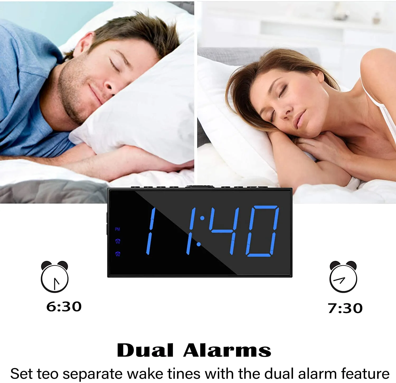 NEW Digital alarm clock-7 inch large LED screen simple digital clock (blue)