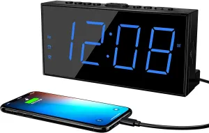 NEW Digital alarm clock-7 inch large LED screen simple digital clock (blue)