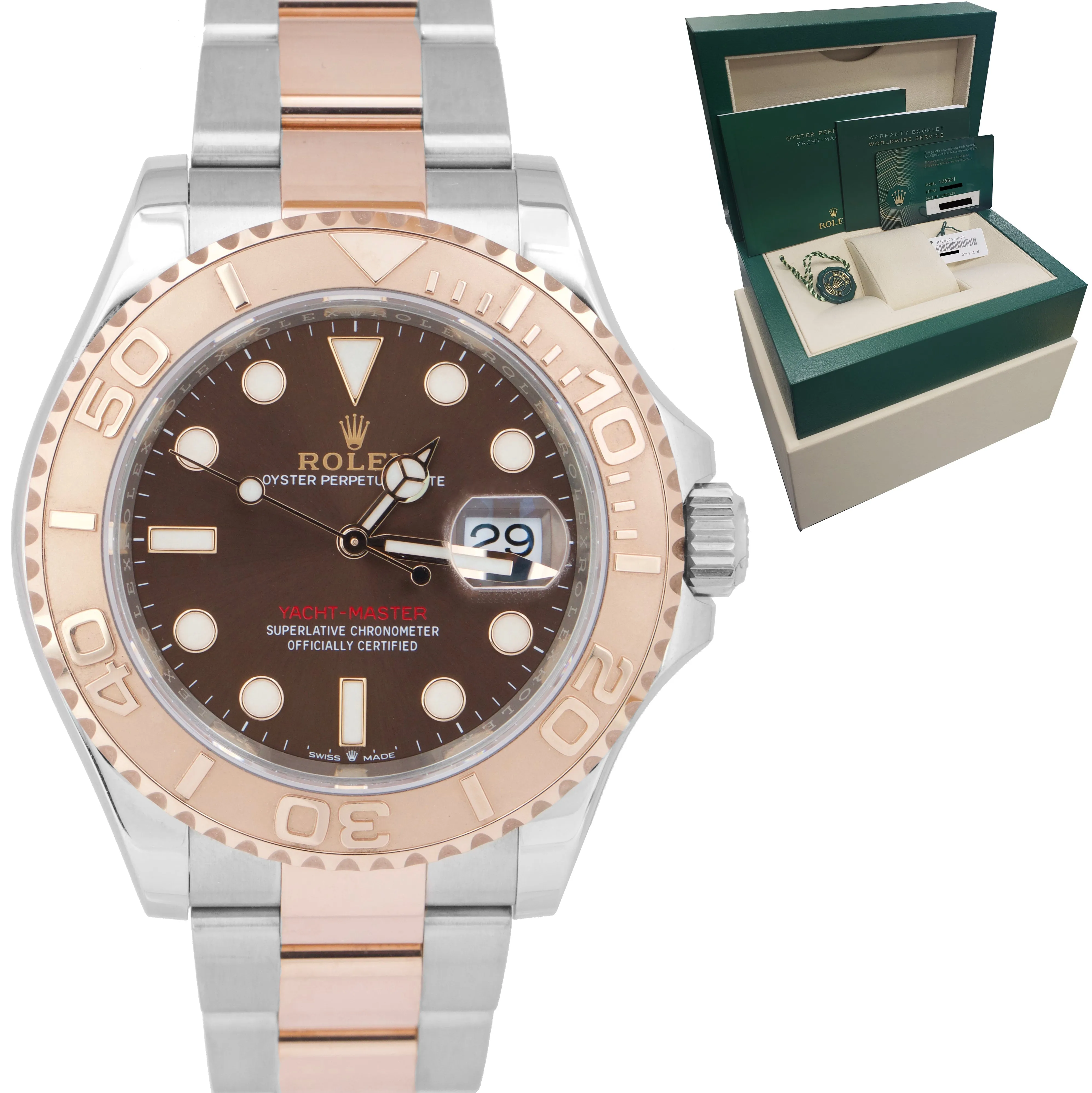 NEW JUNE 2022 Rolex Yacht-Master 18K Rose Gold Brown Chocolate 40mm 126621 Watch