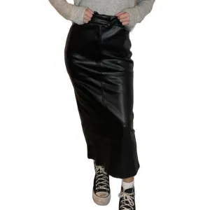 NEW LUCY PARIS kerrigan maxi faux leather skirt in black