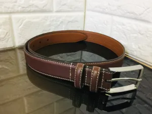 New Nordstrom Men's Shop Genuine Leather Belt in Chili Brown, Sz 40, Retails $90 