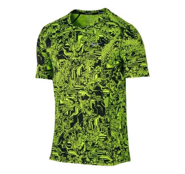 Nike Dri Fit Miler T-Shirt - Neon Yellow/Black Digital Camo (Old Season)
