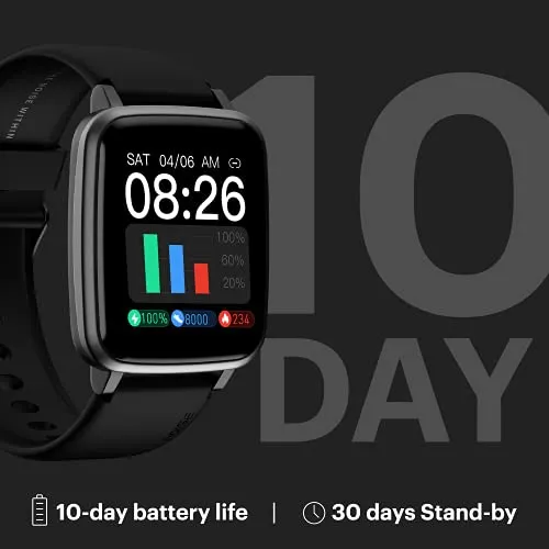 Noise ColorFit Pulse Spo2 Smart Watch with 10 days battery life, 60  Watch Faces, 1.4" Full Touch HD Display Smartwatch, 24*7 Heart Rate Monitor Smart Band, Sleep Monitoring Smart Watches for Men and Women & IP68 Waterproof (Jet Black)
