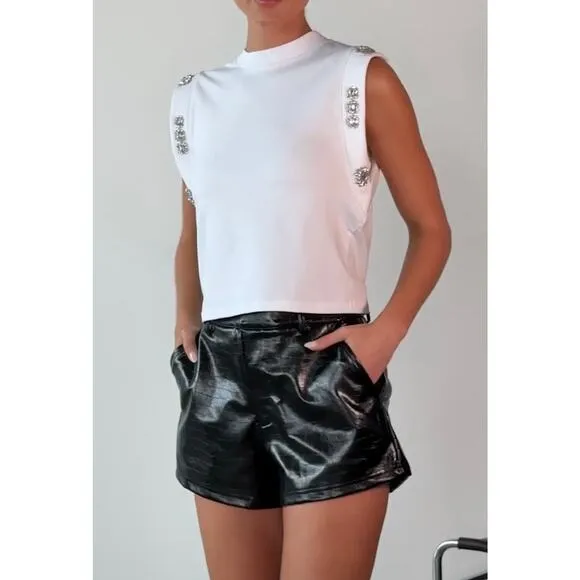 NOLI Yoga Jaclyn Faux Croc Patent Black Shorts