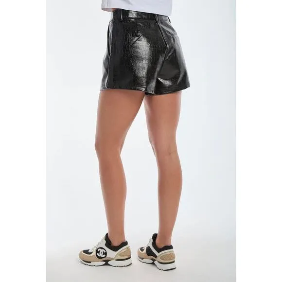 NOLI Yoga Jaclyn Faux Croc Patent Black Shorts