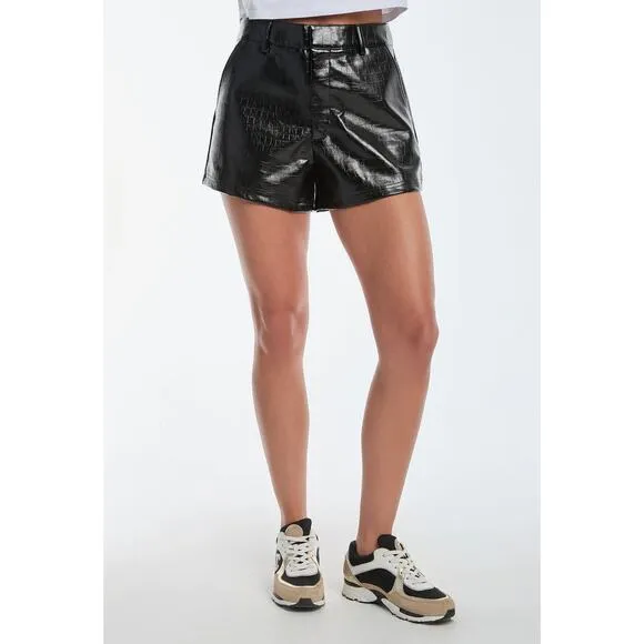 NOLI Yoga Jaclyn Faux Croc Patent Black Shorts