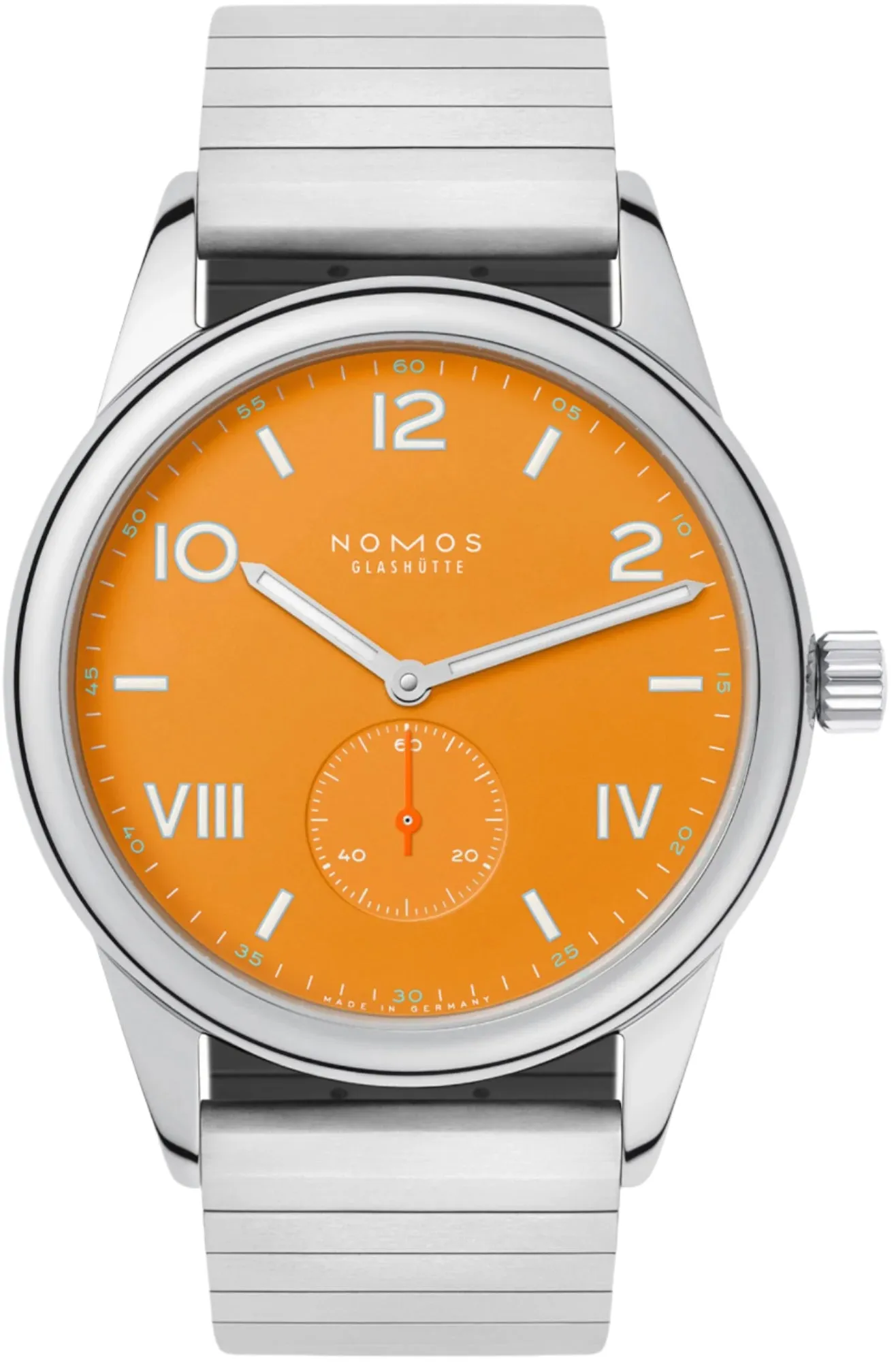 Nomos Glashutte Club Campus 38 Future Orange Steel Back Watch