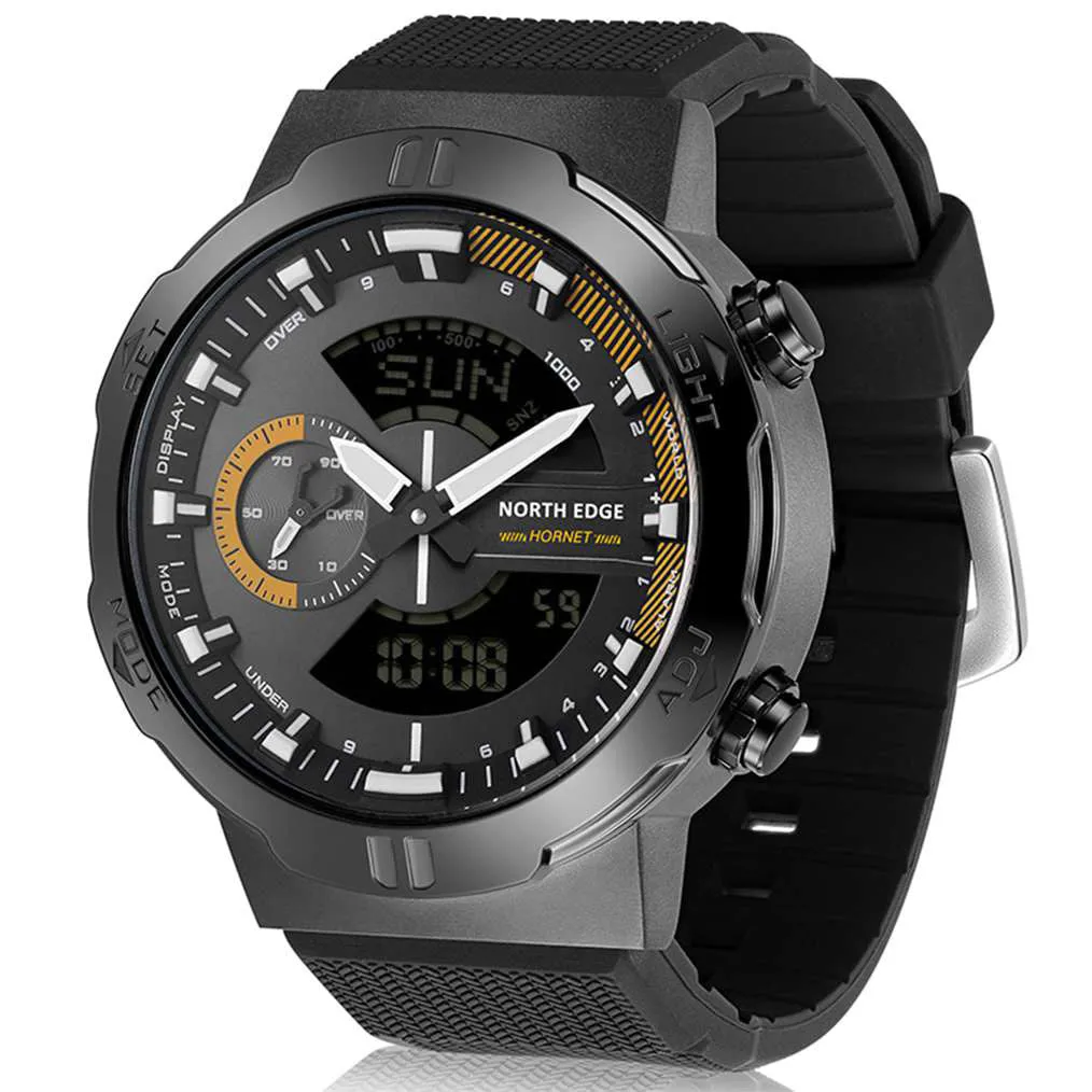 North Edge HORNET Men's Outdoor Sports Smartwatch - Multi-function Stopwatch, Countdown, Alarm