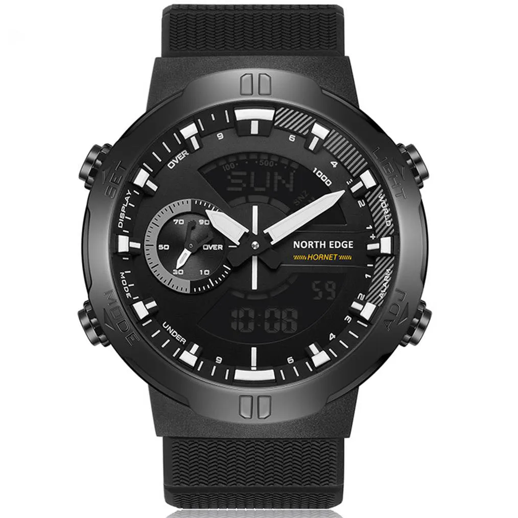 North Edge HORNET Men's Outdoor Sports Smartwatch - Multi-function Stopwatch, Countdown, Alarm
