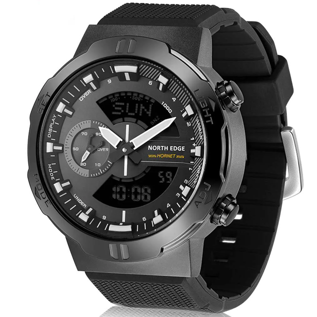 North Edge HORNET Men's Outdoor Sports Smartwatch - Multi-function Stopwatch, Countdown, Alarm