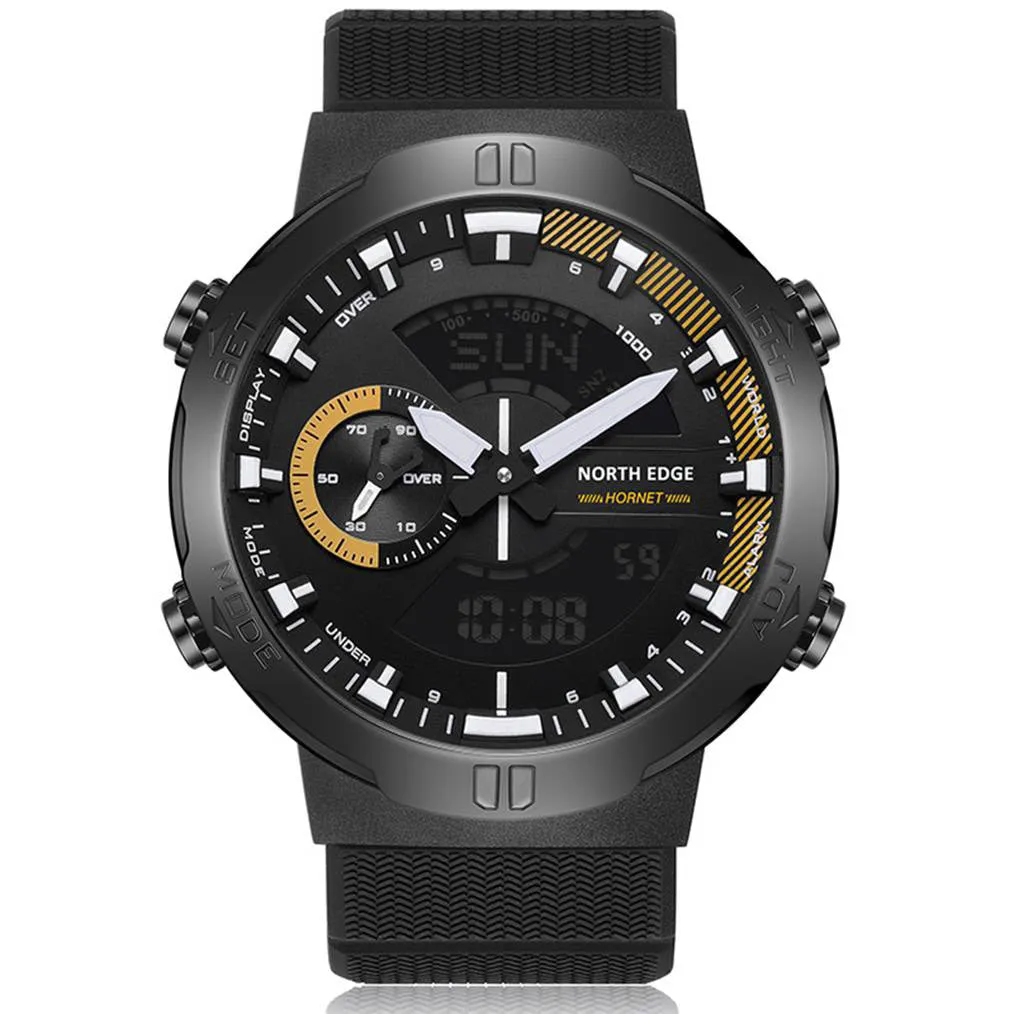 North Edge HORNET Men's Outdoor Sports Smartwatch - Multi-function Stopwatch, Countdown, Alarm