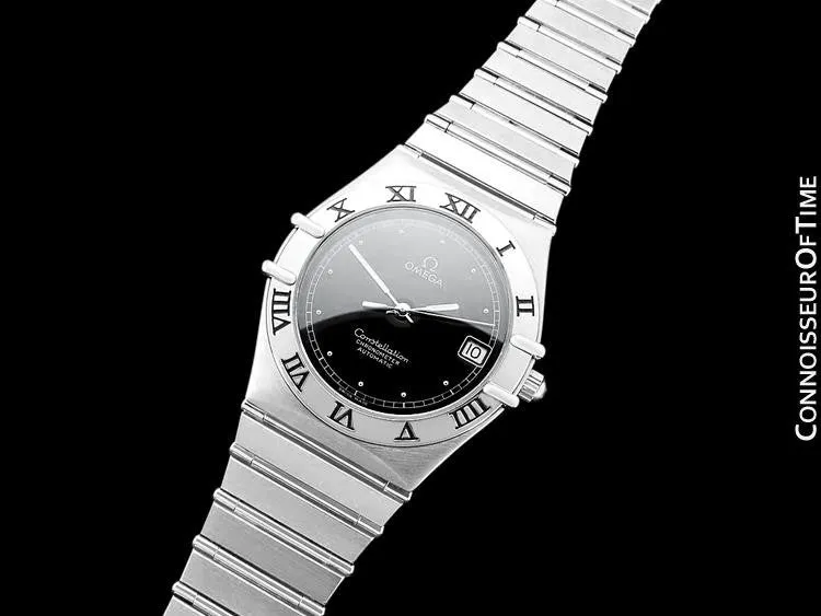Omega Constellation Manhattan Mens Large Chronometer Watch, Automatic, Date - Brushed Stainless Steel