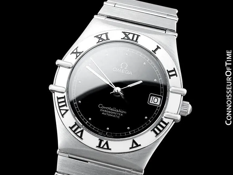 Omega Constellation Manhattan Mens Large Chronometer Watch, Automatic, Date - Brushed Stainless Steel