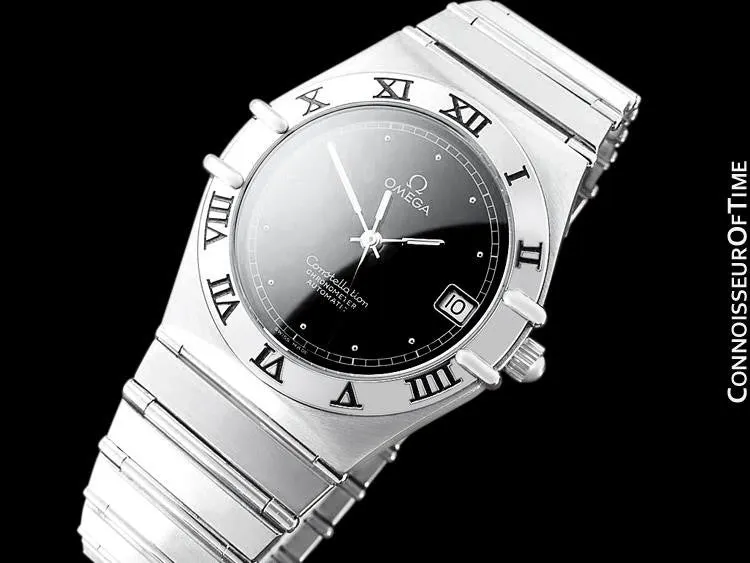 Omega Constellation Manhattan Mens Large Chronometer Watch, Automatic, Date - Brushed Stainless Steel