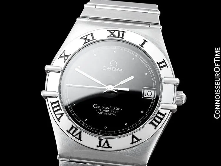 Omega Constellation Manhattan Mens Large Chronometer Watch, Automatic, Date - Brushed Stainless Steel