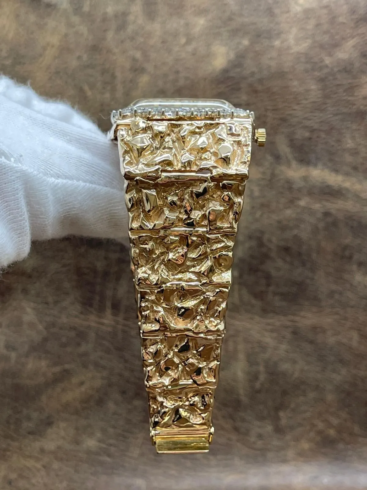 Omega Custom 33mm 80g 14K Gold Nugget Champagne Dial Hand Wind Watch