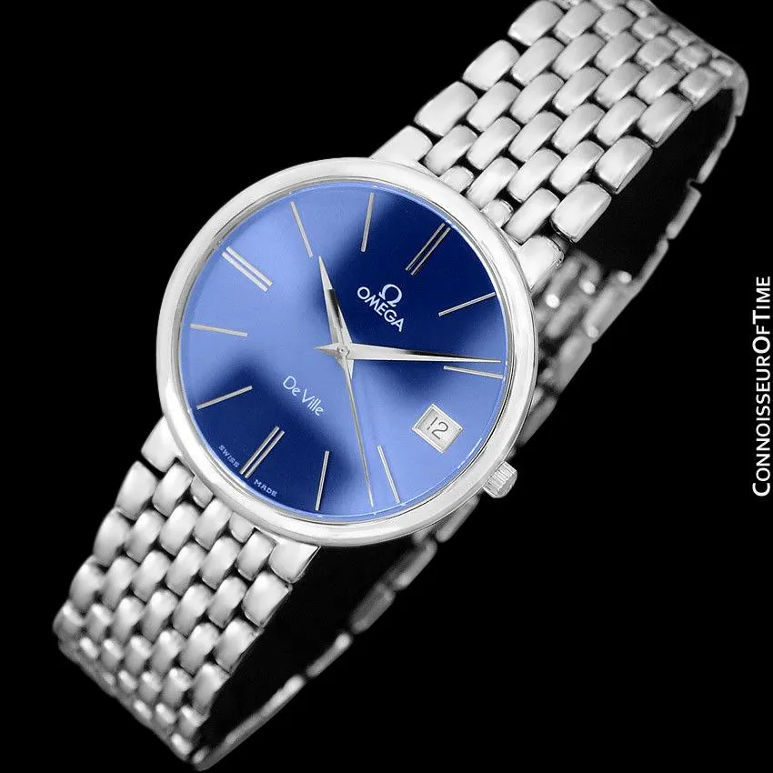 Omega De Ville Mens Ultra Thin Dress Watch with Bracelet - Stainless Steel