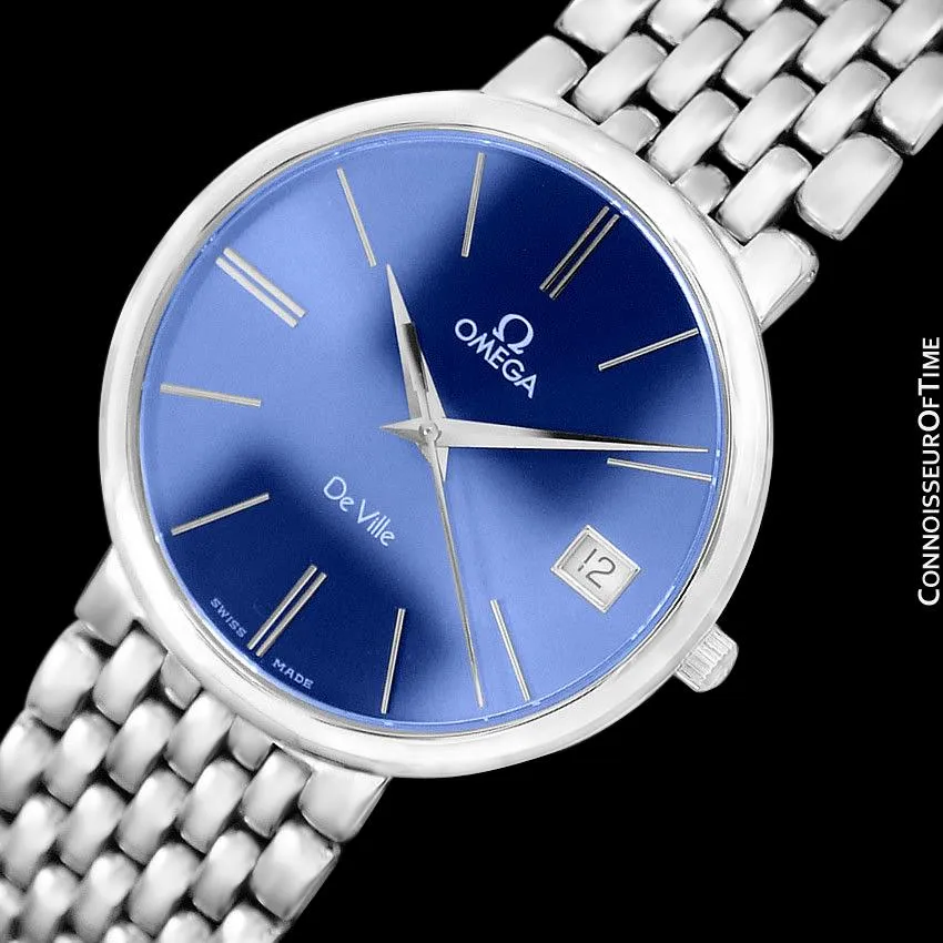 Omega De Ville Mens Ultra Thin Dress Watch with Bracelet - Stainless Steel