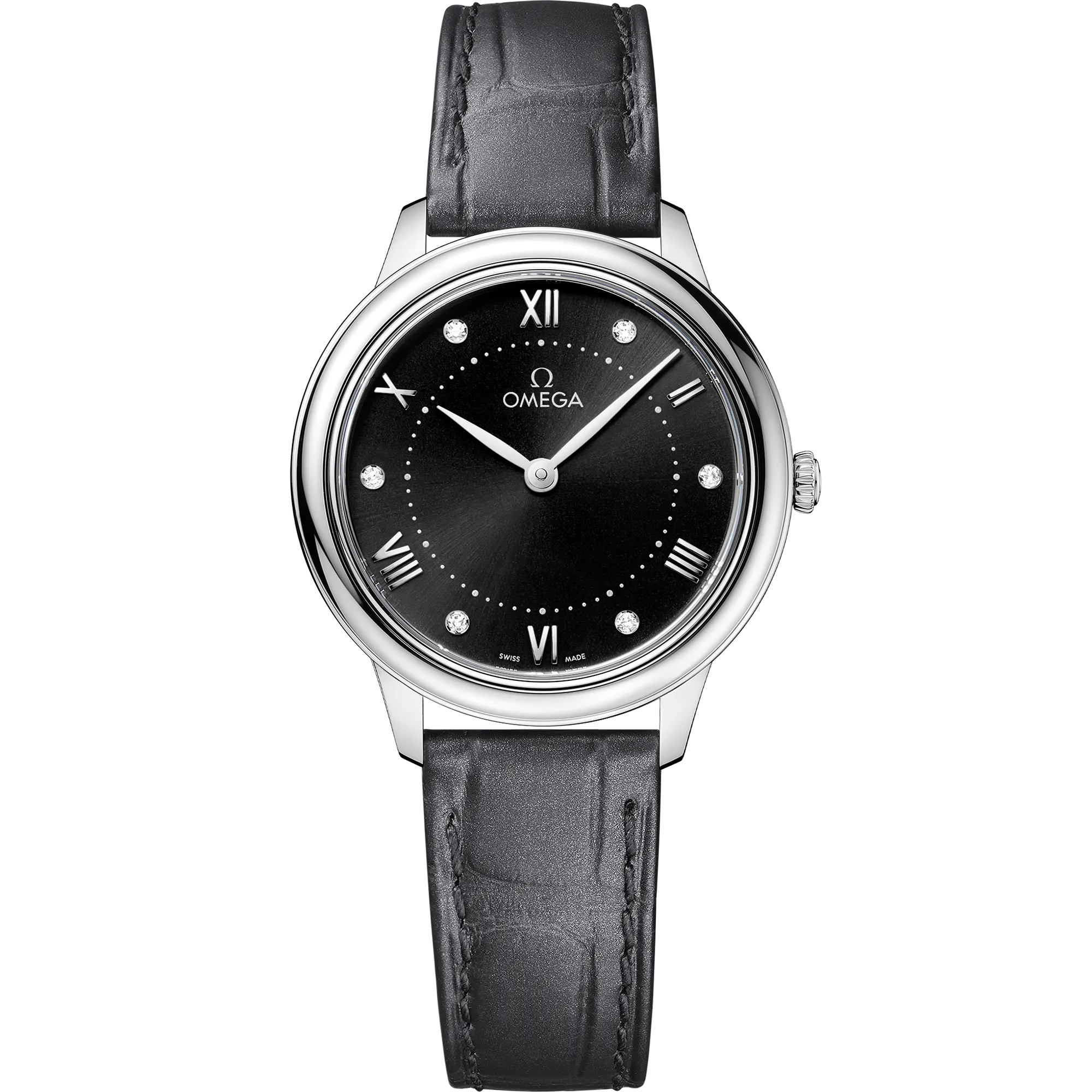 Omega De Ville Prestige 30 mm, steel on leather strap