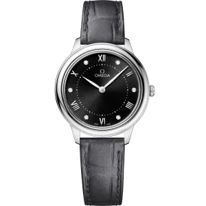 Omega De Ville Prestige 30 mm, steel on leather strap