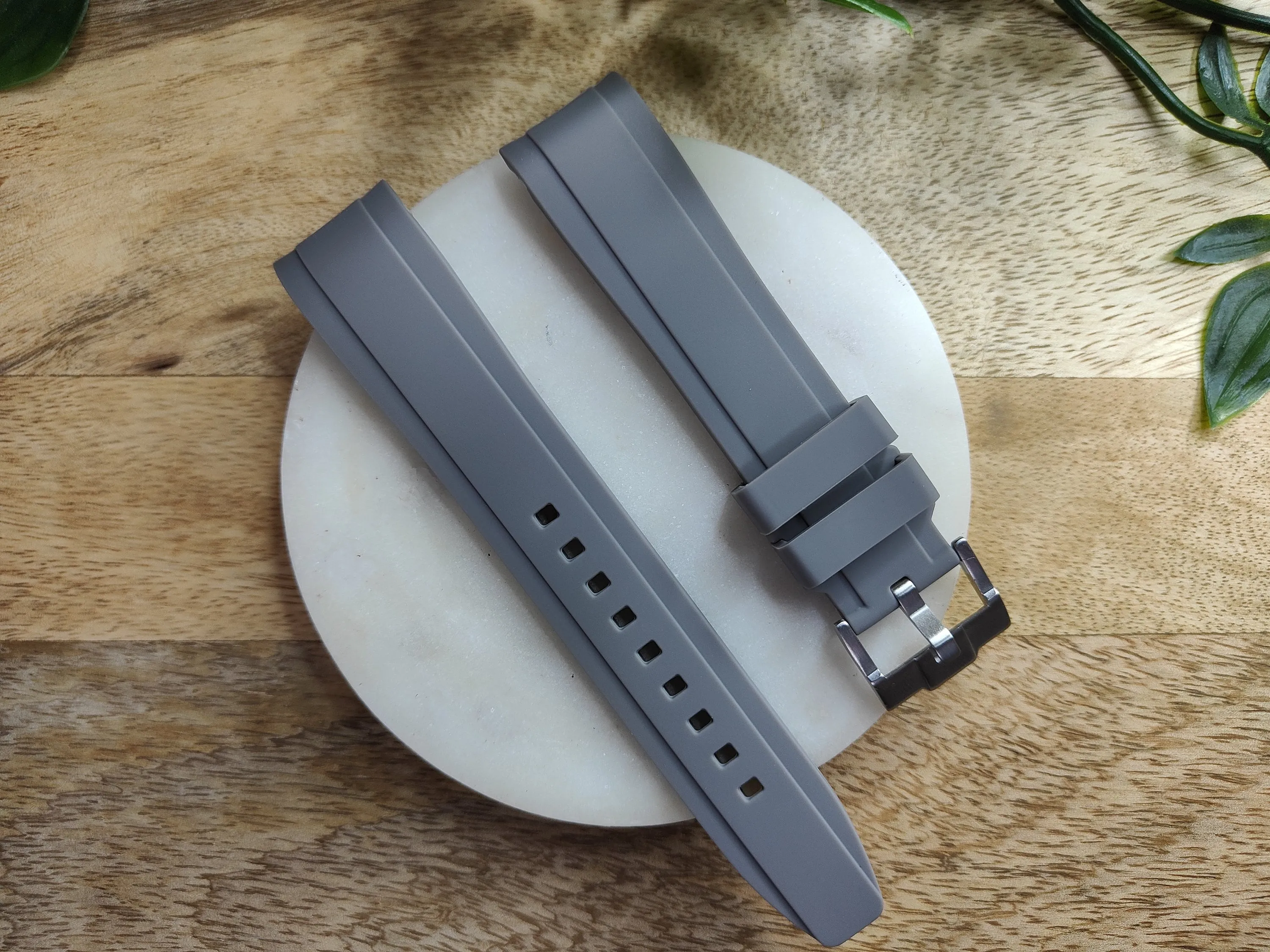 Omega Moonswatch Swatch Speedmaster Strap (20mm) Curved End Links Dark Grey Rubber Strap - Strap only