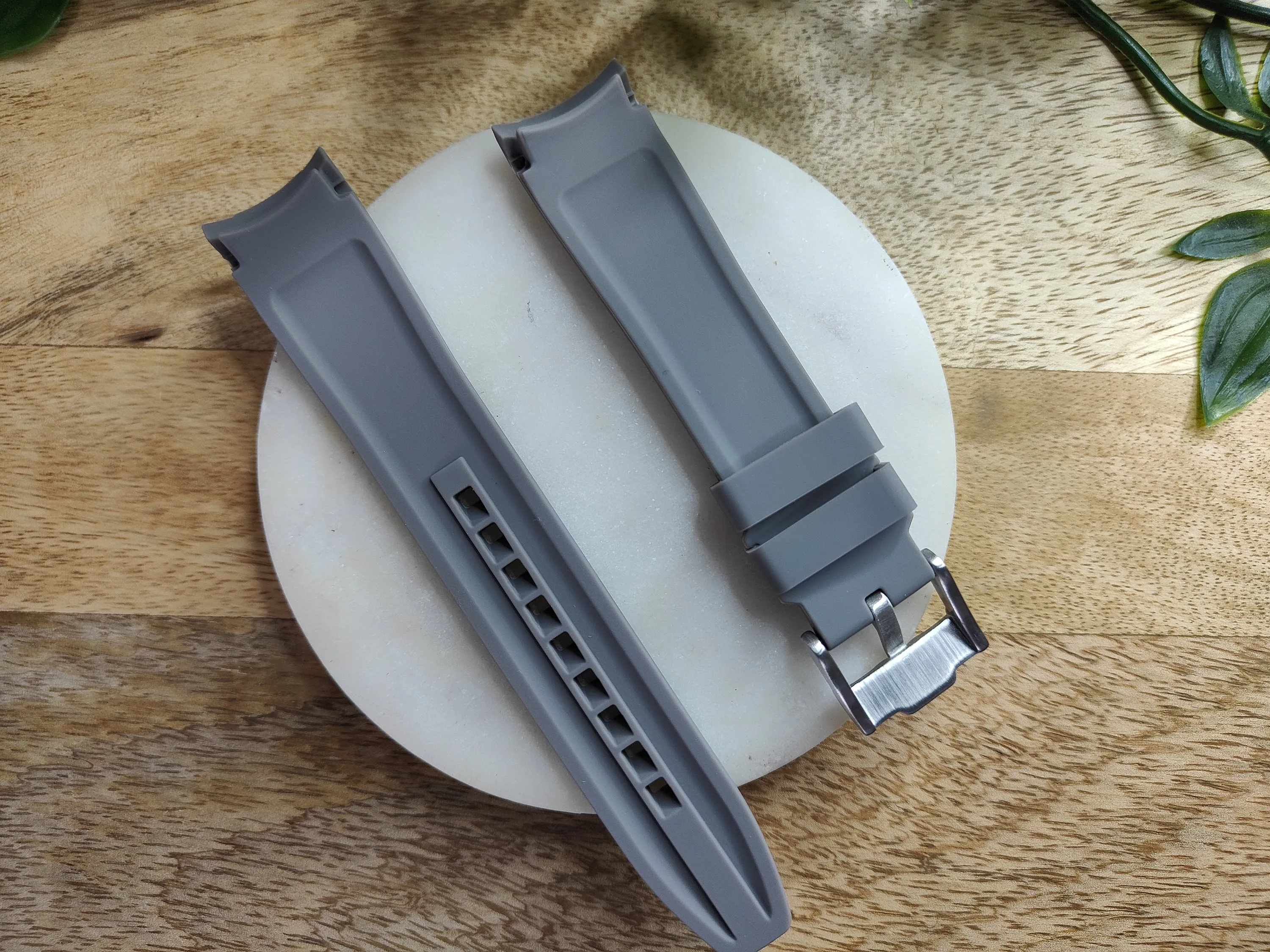 Omega Moonswatch Swatch Speedmaster Strap (20mm) Curved End Links Dark Grey Rubber Strap - Strap only