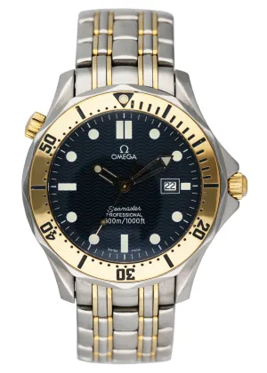 Omega Seamaster 2342.80.00 300M Quartz Blue Dial Two Tone Mens Watch