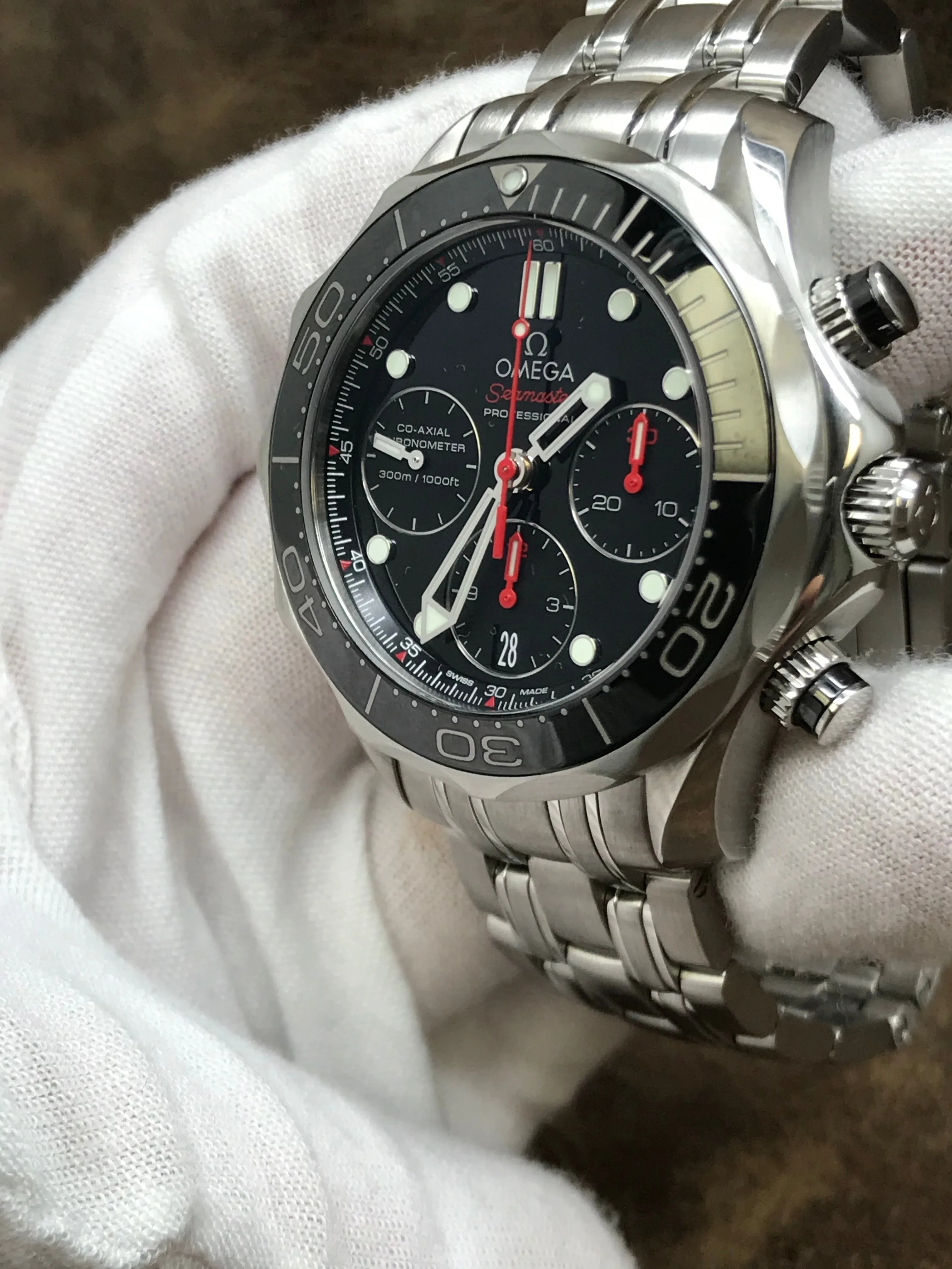 Omega Seamaster 300m Co-Axial Chronograph 212.30.42.50.01.001 Black Dial Automatic Men's Watch