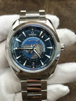 Omega Seamaster Aqua Terra Worldtimer 220.10.43.22.03.001 Blue Dial Automatic Men's Watch