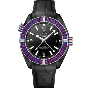 Omega Seamaster Planet Ocean 600M 45.5 mm, black ceramic on leather strap