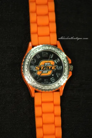 Orange/Black Oklahoma State University Logo | Silicone Band with Clasp