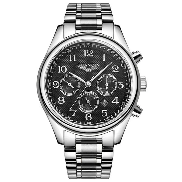 Original GUANQIN Men's Quartz Watches Men Top Brand Luxury Wristwatches Waterproof Classic Leather Strap Watch Hours Clock