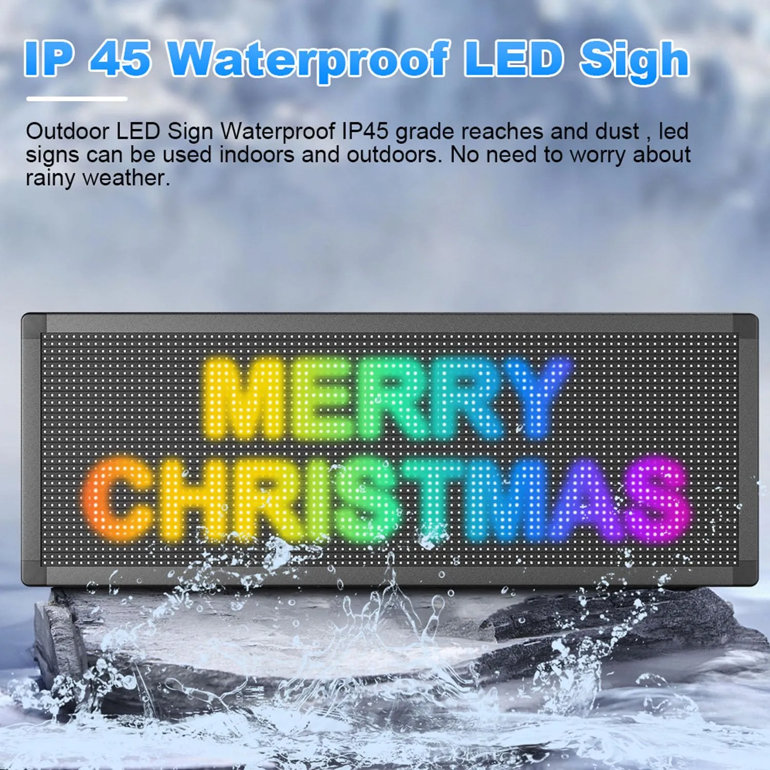 Outdoor Double Sided LED Signs Full Color Programmable  39"x 14" with WIFI, P10, Programmable Scrolling LED Display,Texts and Image Display for LED Advertising Sign Board (Double sides)