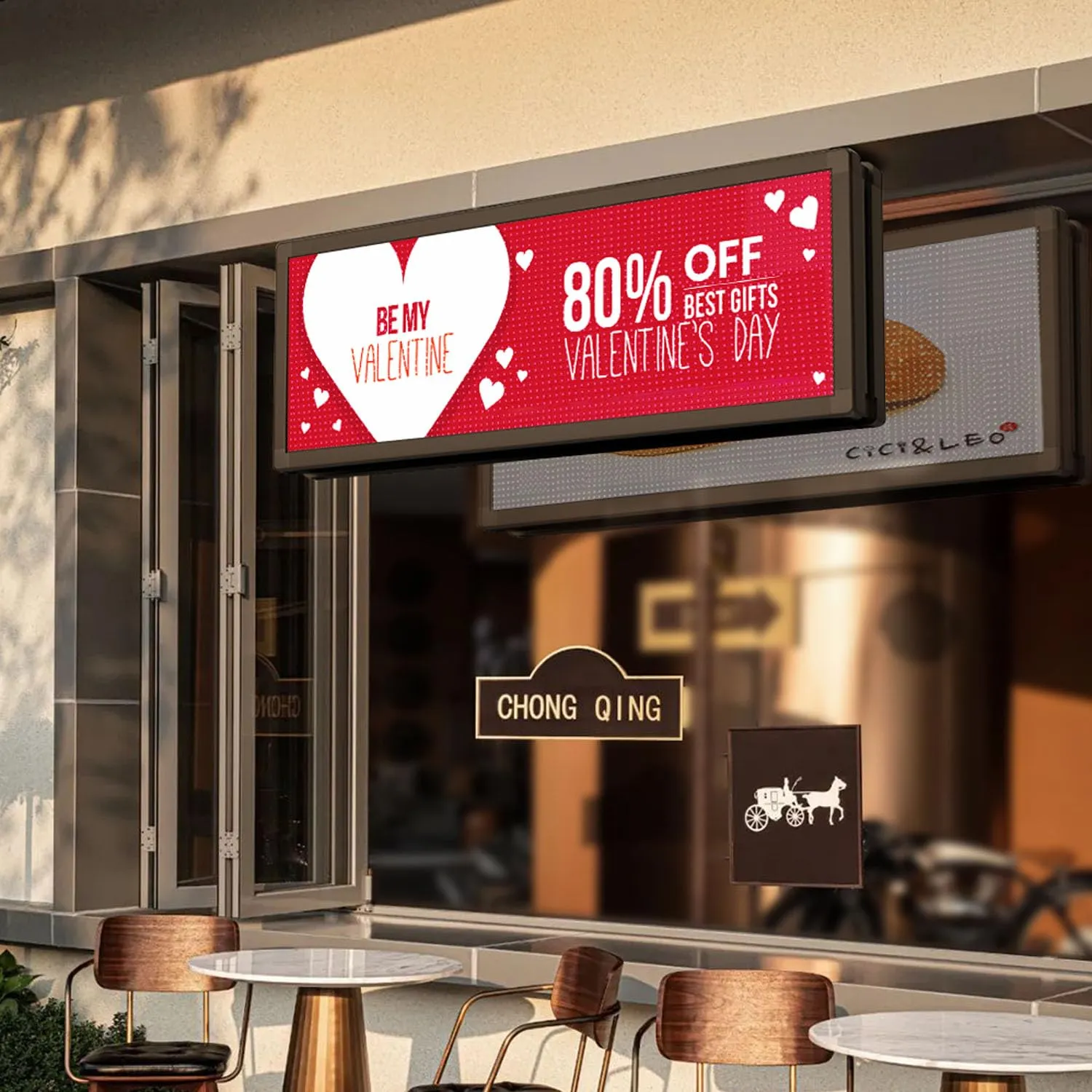 Outdoor Double Sided LED Signs Full Color Programmable  39"x 14" with WIFI, P10, Programmable Scrolling LED Display,Texts and Image Display for LED Advertising Sign Board (Double sides)