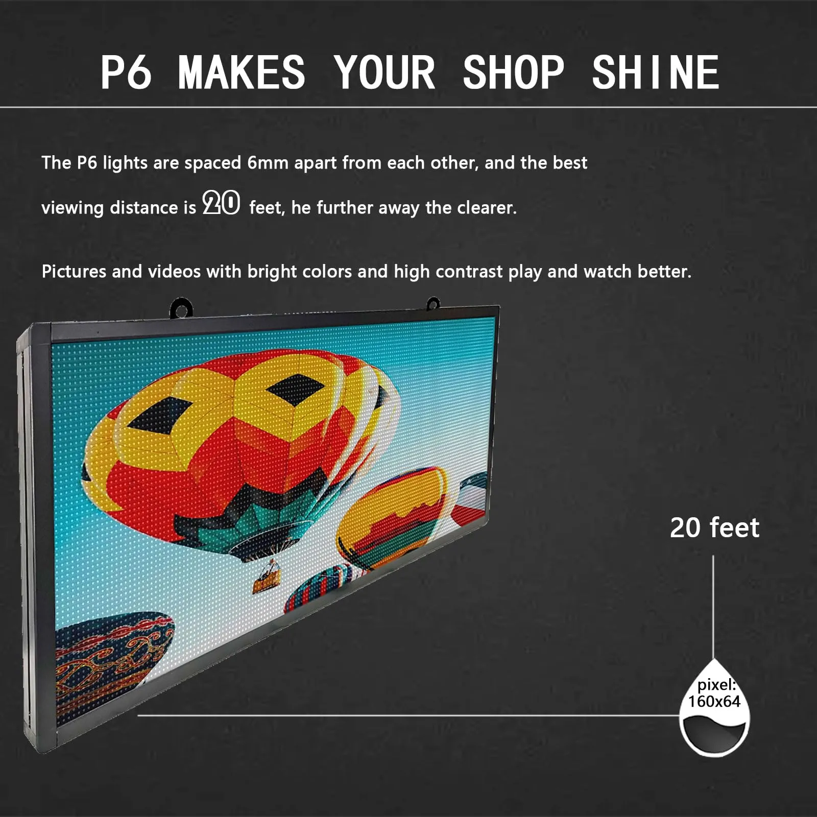 Outdoor Signs for Business P6 40''x17''HS LED , WiFi Scrolling Programmable, Digital Electronic Message Board for Advertising, Menu Board for Restaurant, Tunemax LED Display for Sports Ticker