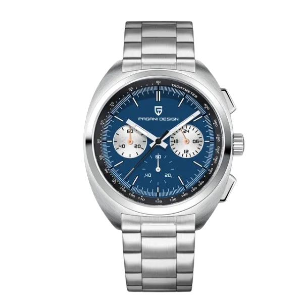 Pagani Design Silver Stainless Steel Blue Dial Chronograph Quartz Watch for Gents - PD1782