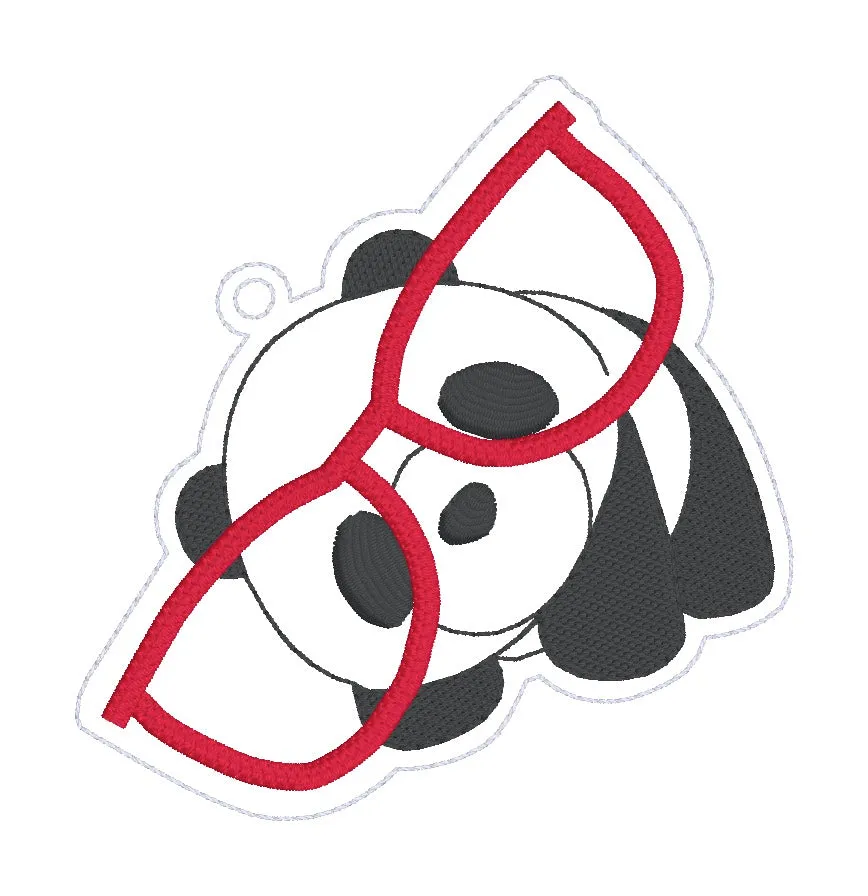 Panda Glasses bookmark/bag tag/ornament machine embroidery design DIGITAL DOWNLOAD