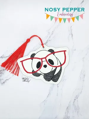 Panda Glasses bookmark/bag tag/ornament machine embroidery design DIGITAL DOWNLOAD