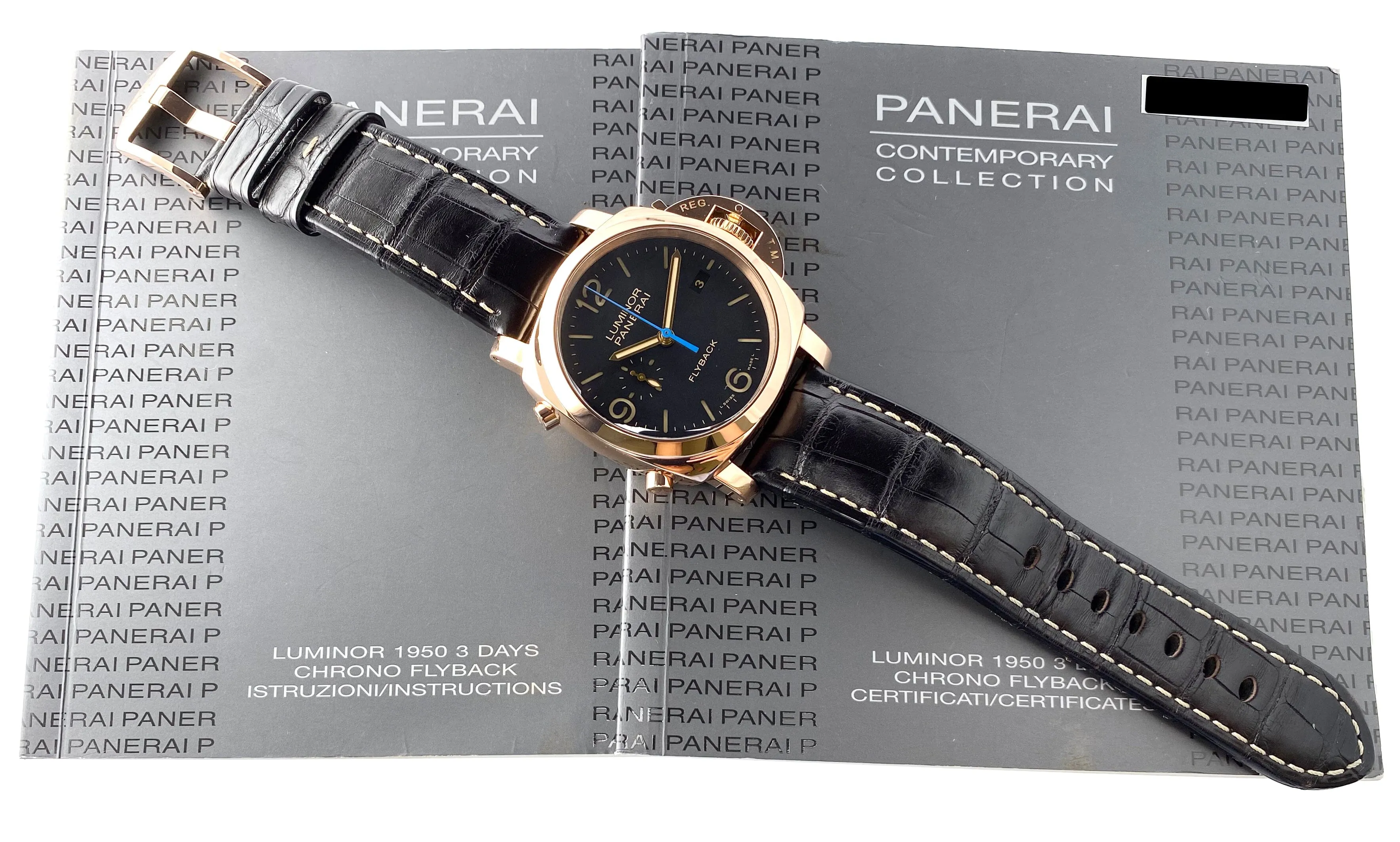 Panerai Luminor 1950 PAM00525 Flyback Mens Watch Box Papers