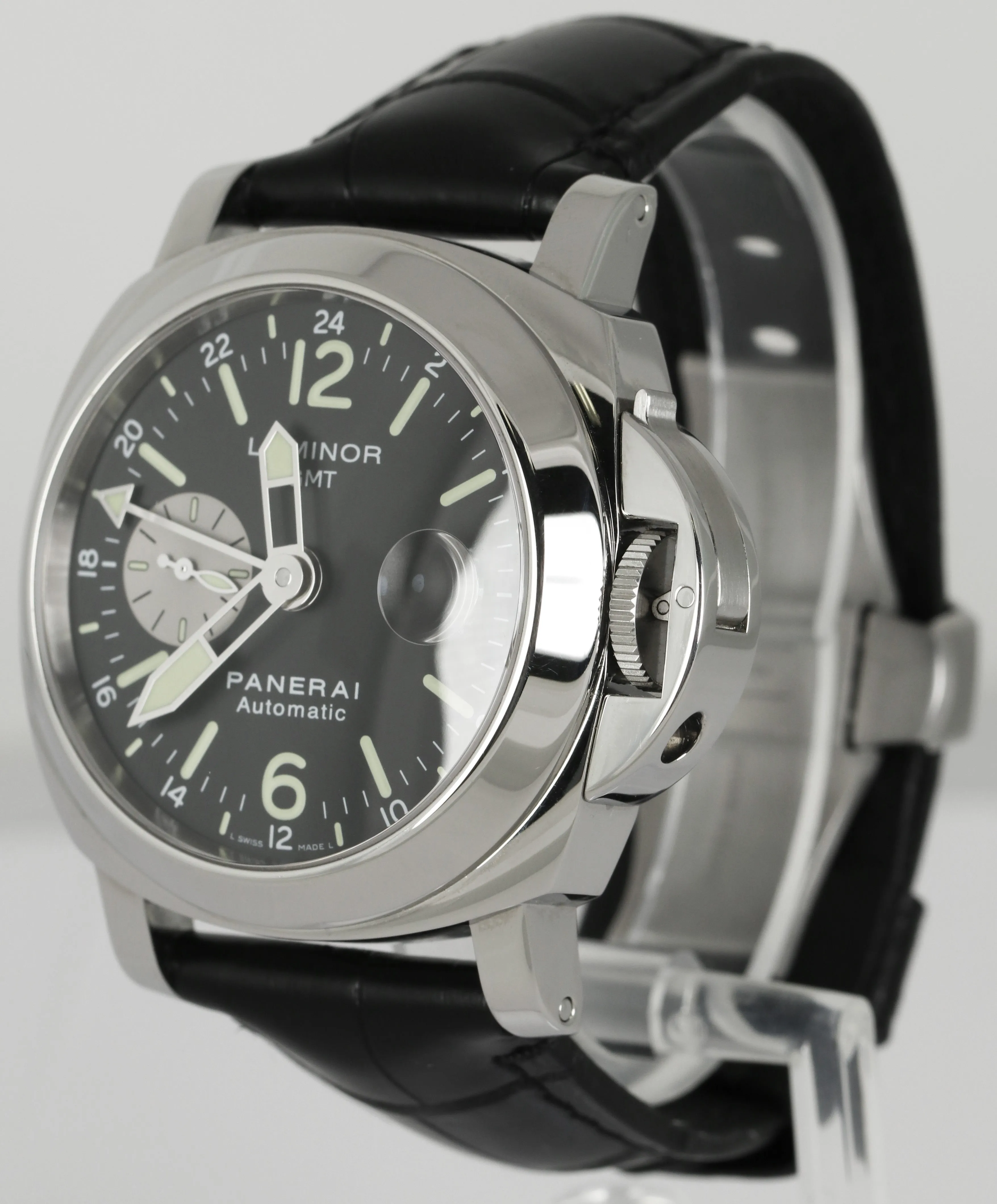 Panerai PAM 88 Luminor GMT Date Automatic Black 44mm Leather Watch PAM00088