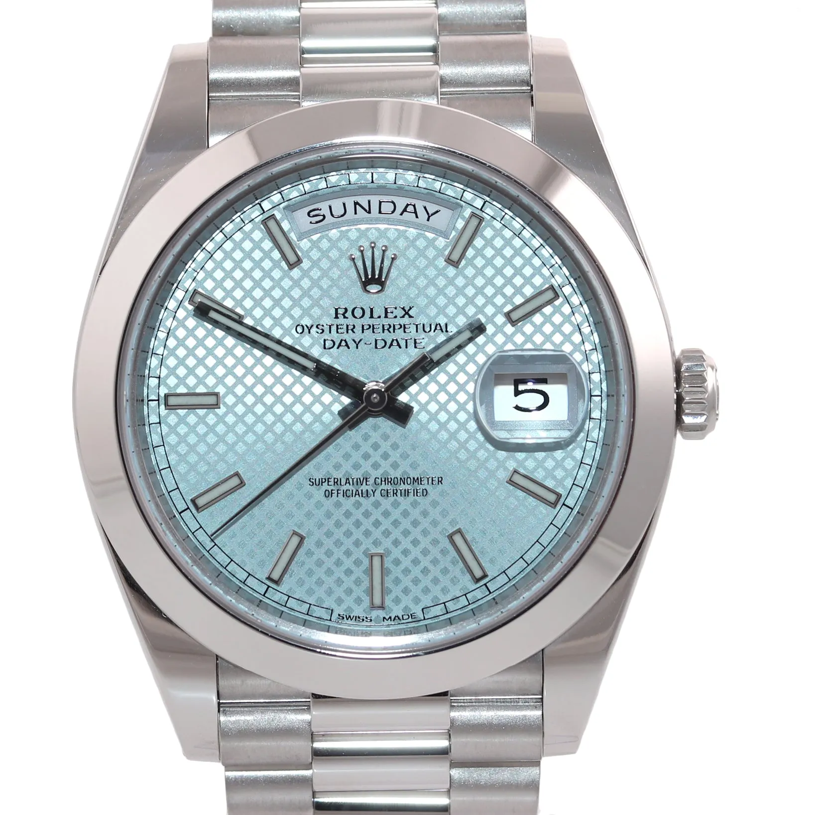 PAPERS NEW 2019 Rolex Platinum President Day Date Blue Motif 228206 Watch Box