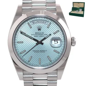 PAPERS NEW 2019 Rolex Platinum President Day Date Blue Motif 228206 Watch Box
