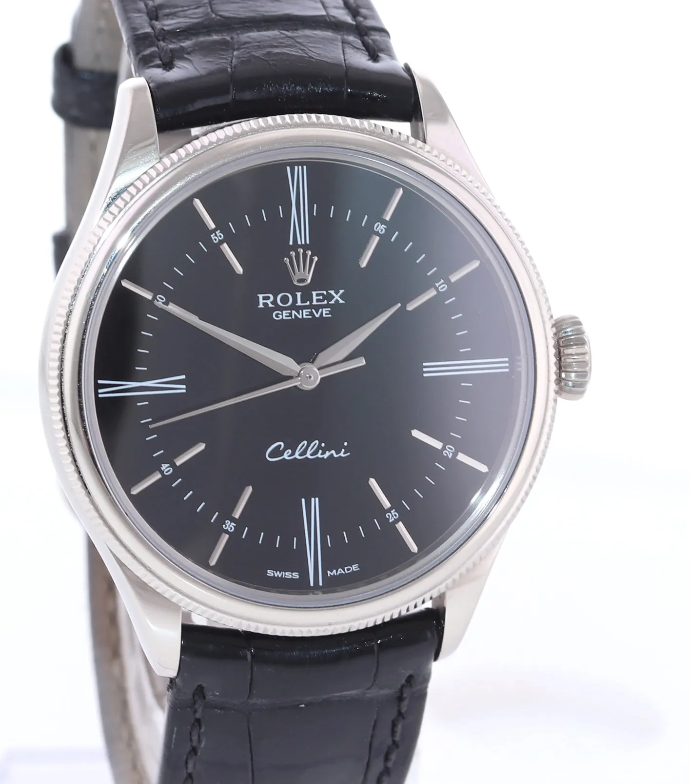 PAPERS Rolex Cellini 39mm White Gold Black Dial 50509 Watch Box