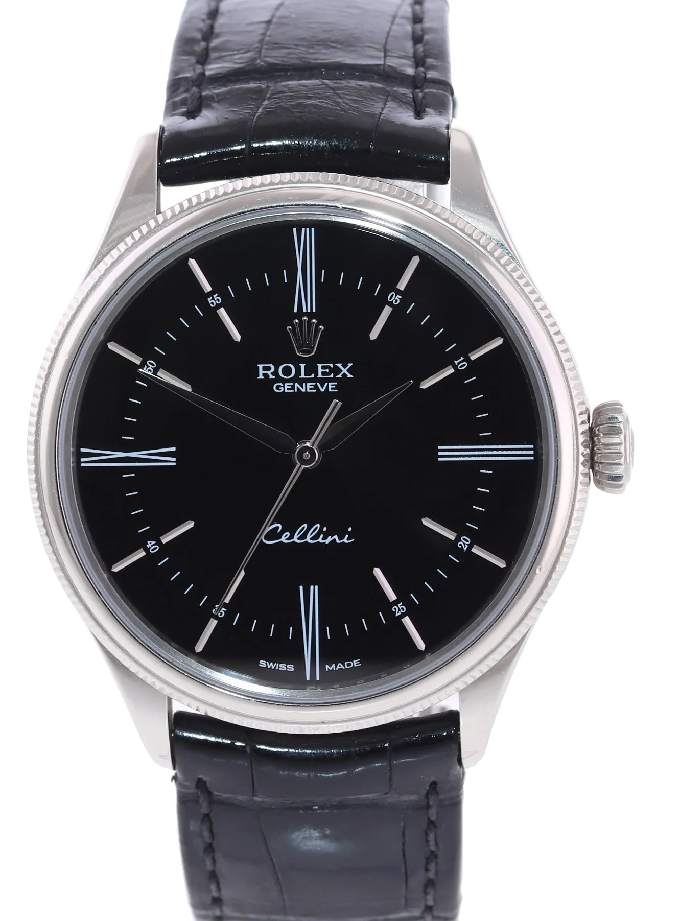 PAPERS Rolex Cellini 39mm White Gold Black Dial 50509 Watch Box