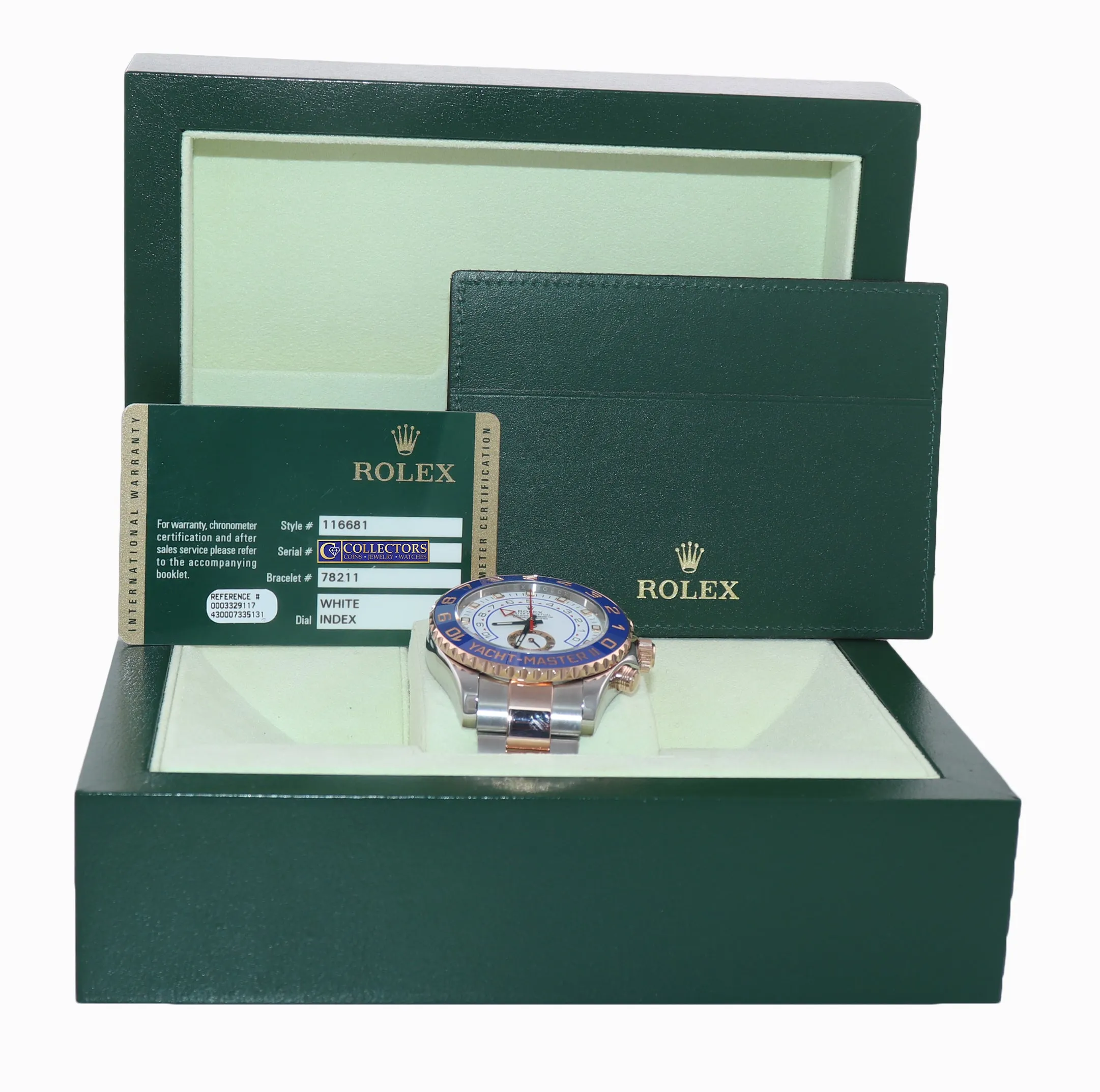 PAPERS Rolex Yacht-Master II 116681 Steel 18K Everose Gold Blue hands 44mm Watch