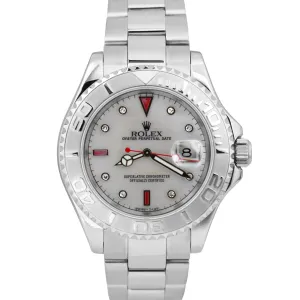 PAPERS Rolex Yacht-Master MOP DIAMOND RUBY Steel Platinum 40mm Watch 16622 B P