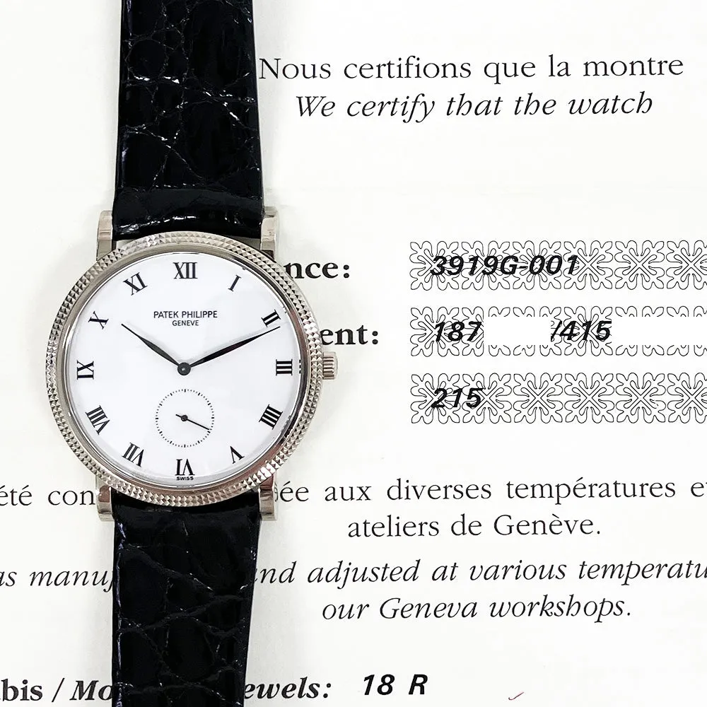 Patek Philippe Calatrava 3919G-001 White Roman Dial Dec 2001