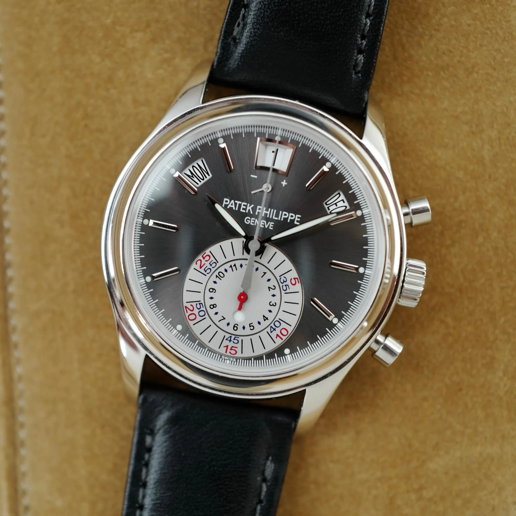 Patek Philippe Platinum Annual Calendar Chronograph Ref. 5960 with Original Box and Papers